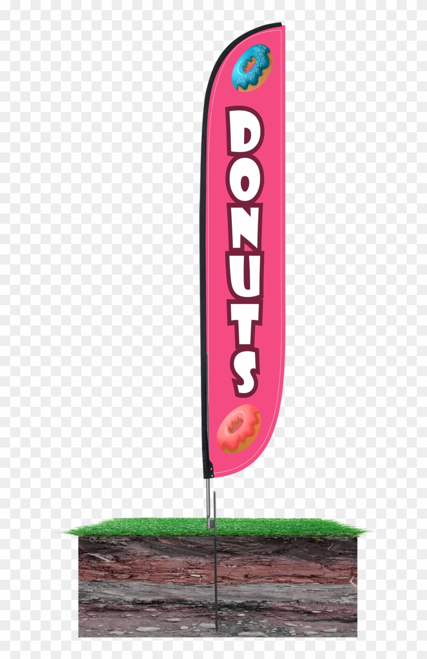 12ft Feather Flag Donuts Pink In Ground - Banner Clipart #694942