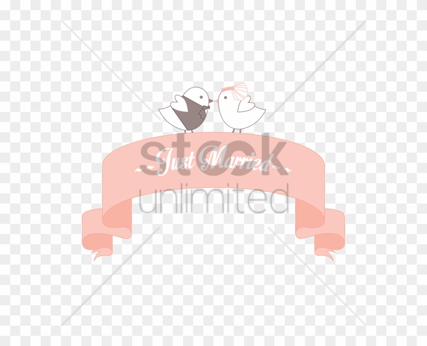 Just Married Banner Vector Graphic - Cartoon Clipart #695011