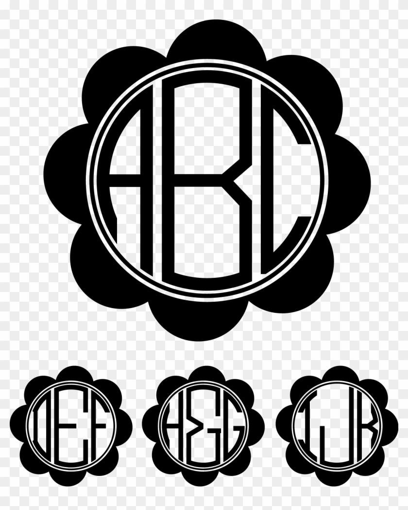 Monogram Flower Circle Font - Flower For Monogram Silhouette Clipart