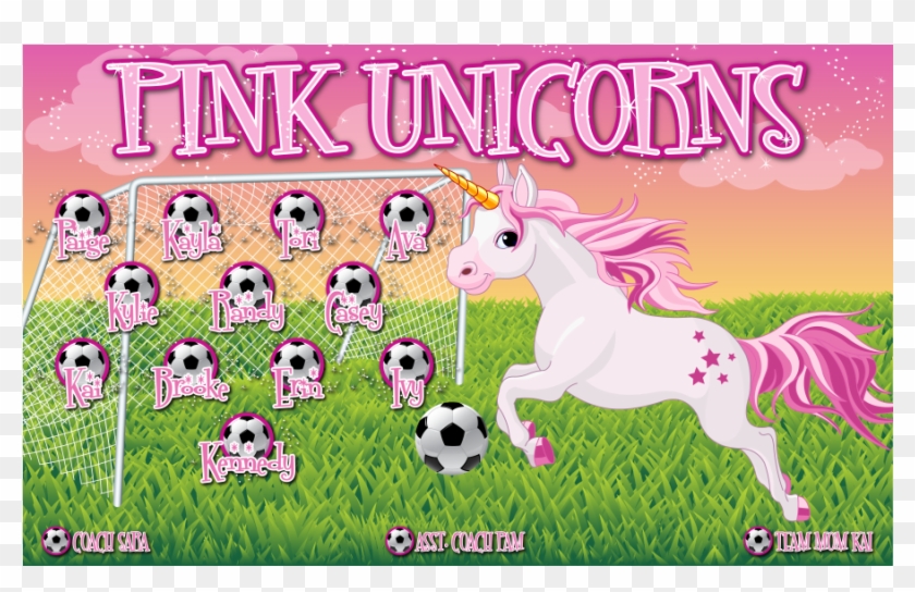 3'x5′ Vinyl Banner Pink Unicorns - Cartoon Clipart #695426