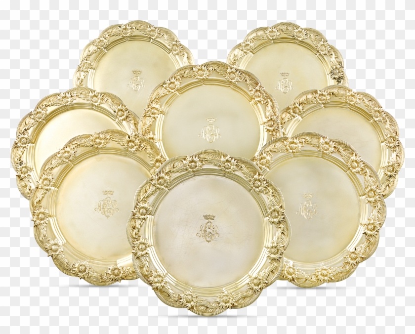 Chrysanthemum Silver-gilt Dinner Plates By Tiffany Clipart #695593