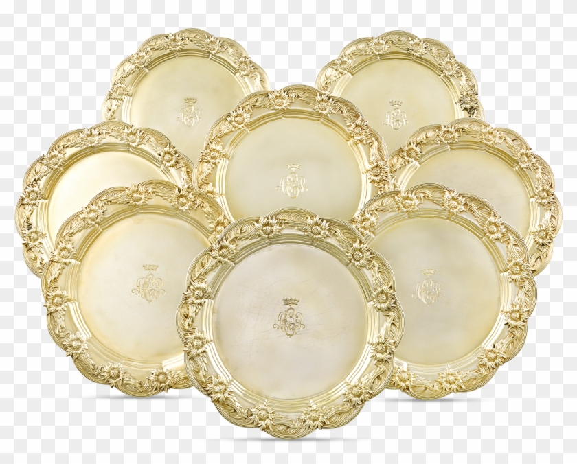 Chrysanthemum Silver-gilt Dinner Plates By Tiffany Clipart