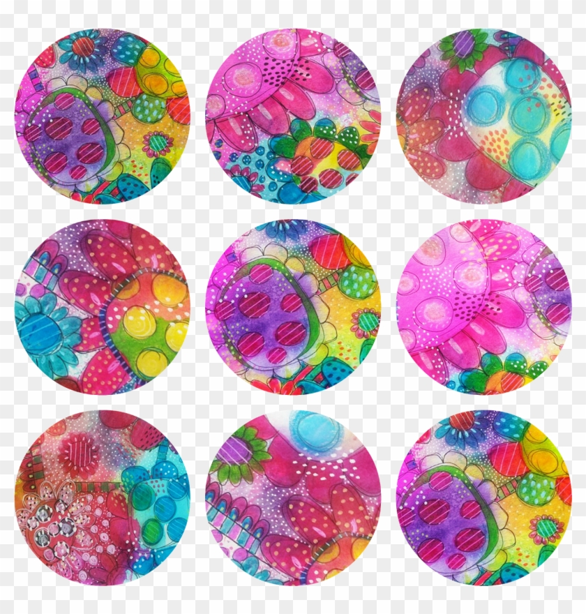 Funky Flower Circle Embellishments - Leo Sign Watercolor Tattoo Clipart