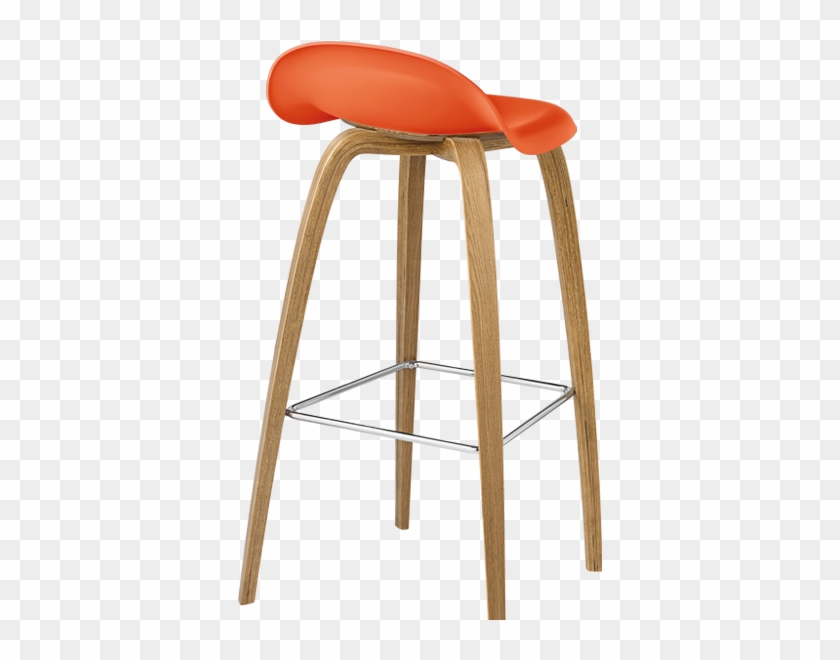 Gubi 3d Bar Stool In Orange Sweet Hirek Shell And Oak - Taburete Png Clipart