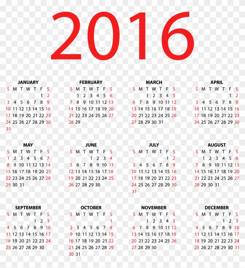 Transparent Calendar For 2016 Png Clipart Image - Calendario Vector 2018 Free