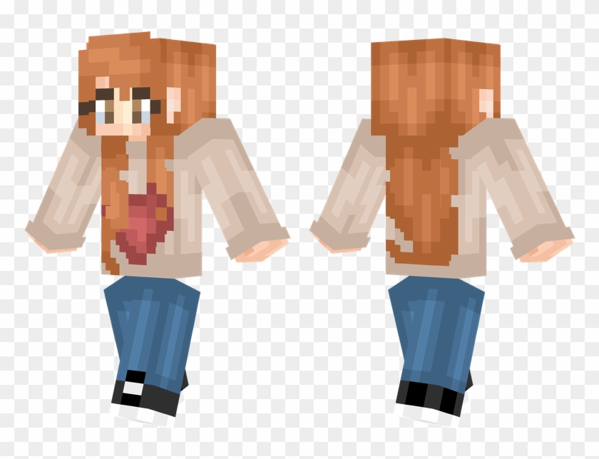 Heart Sweater - Minecraft Long Hair Skin Clipart #698002