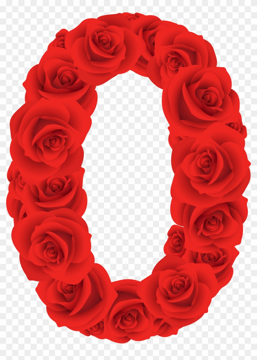 Number Zero Clip Art - Red Roses Number 0 - Png Download