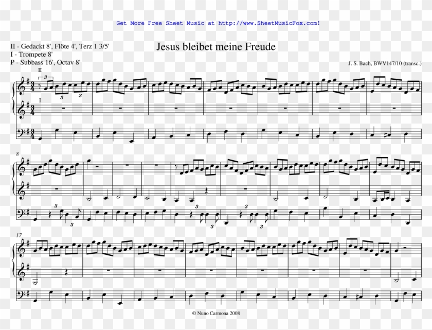Download Cantata 147 Bach Organo Pdf Merger - Sheet Music Clipart