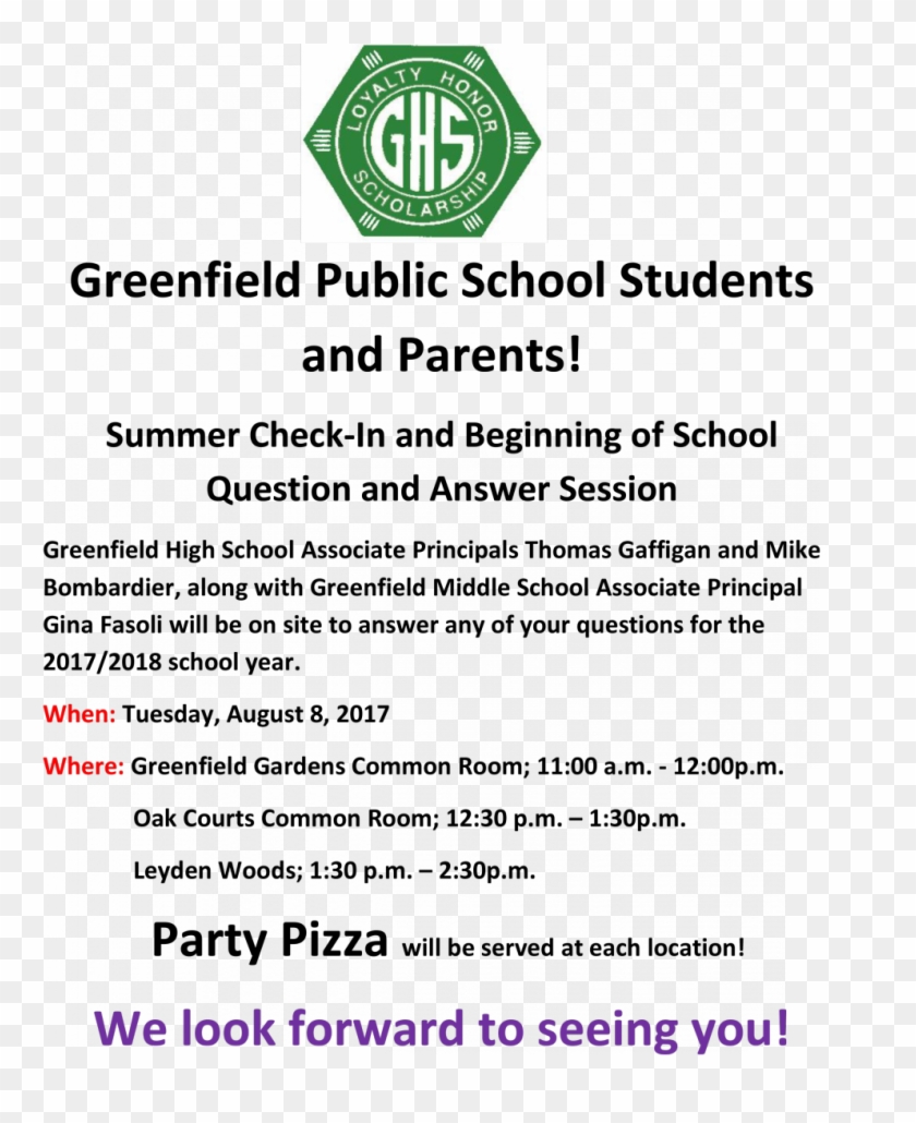 Greenfield High School Students And Parents Outreach - Colchester English Study Centre Clipart