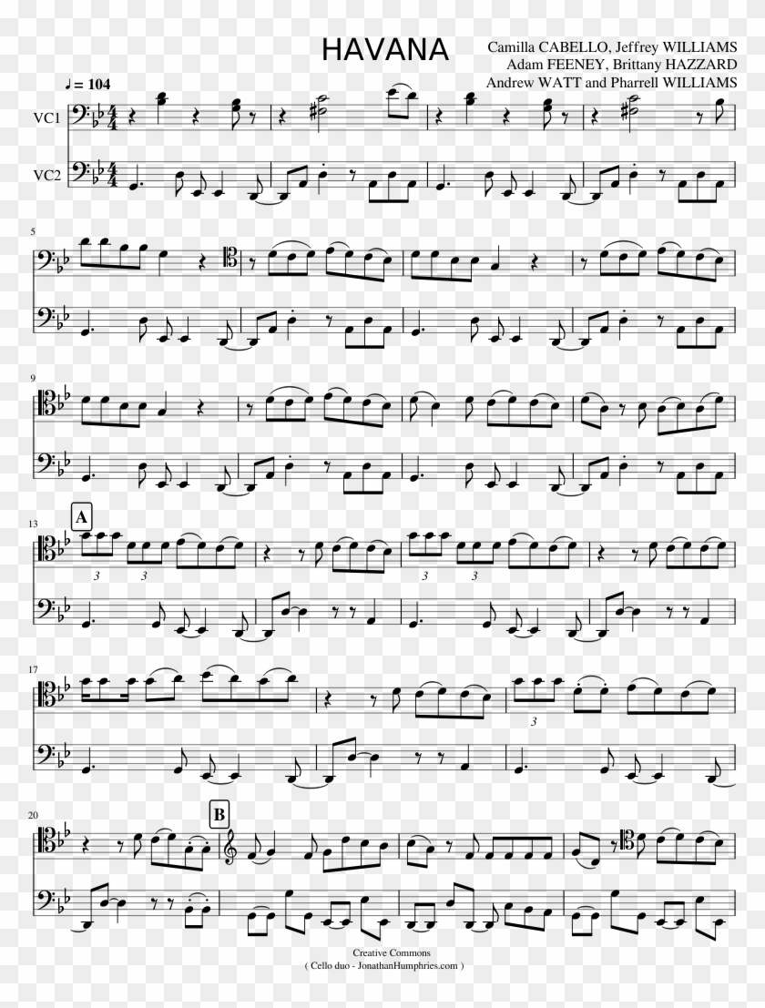 Havana Camila Cabello Cello Duo - Havana Partitura Cello Clipart #699548