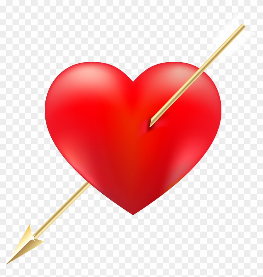 Red Heart With Arrow Png Clipart - Heart Png For Picsart Transparent Png