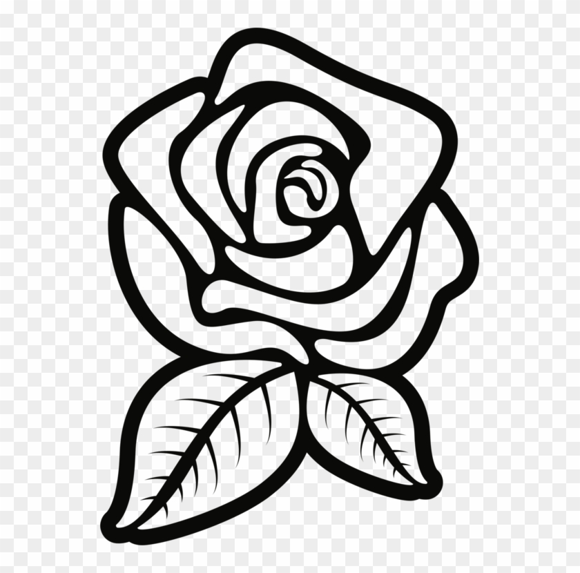 Black Rose Black And White Silhouette Drawing - Rose Outline Clipart - Png Download #73737