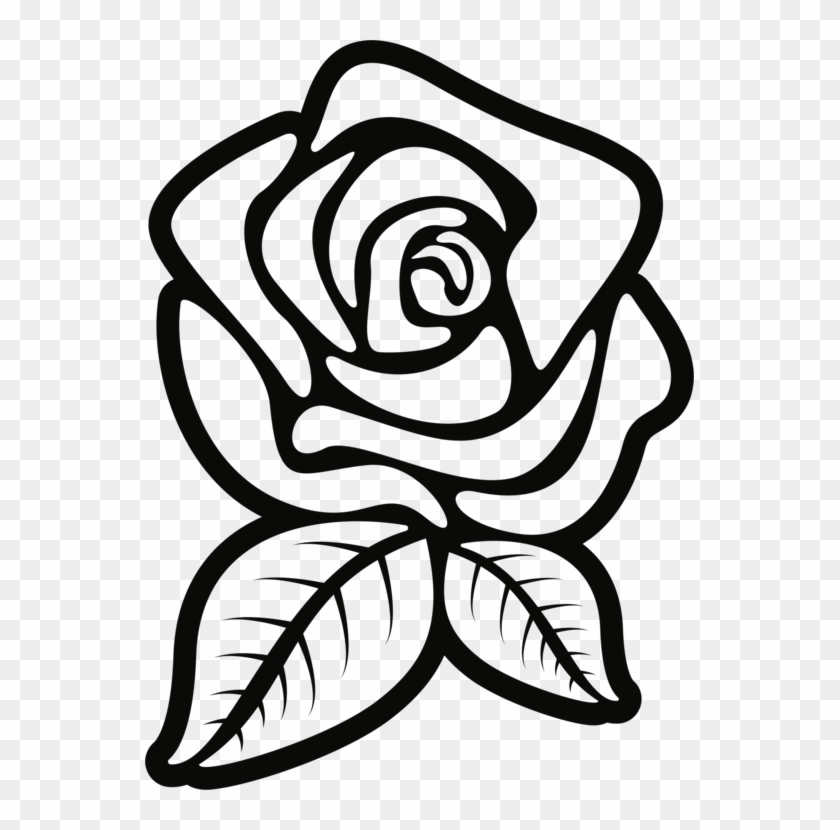 Black Rose Black And White Silhouette Drawing - Rose Outline Clipart - Png Download