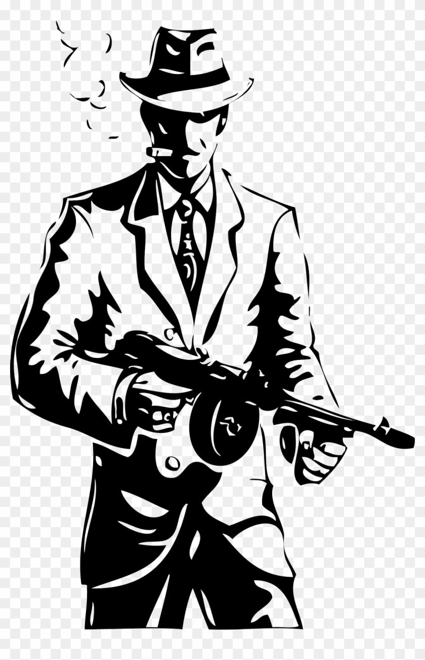 1920s Gangster Drawing Clipart