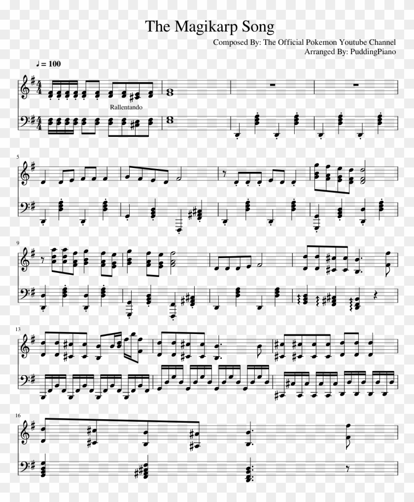 The Magikarp Song - Sheet Music Clipart #74507