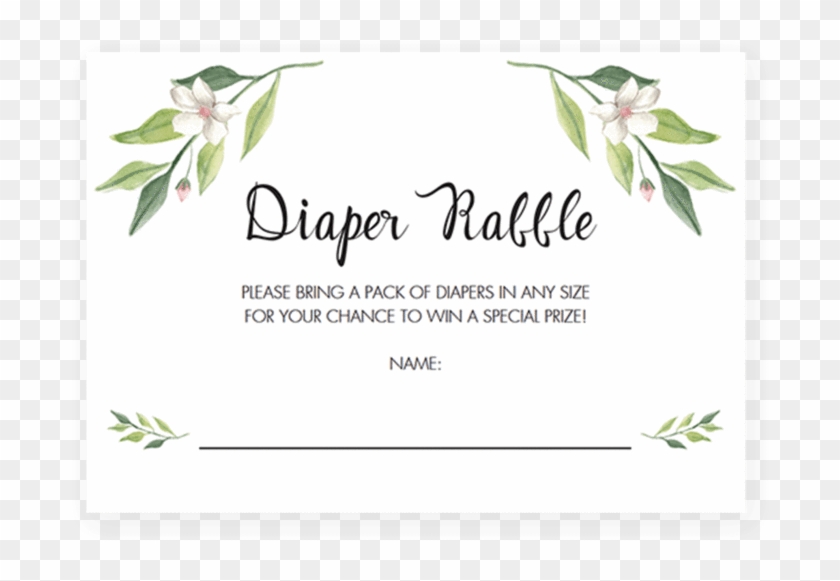 Green Foliage Baby Shower Diaper Raffle Tickets Printable - Diaper Raffle Tickets Png Clipart