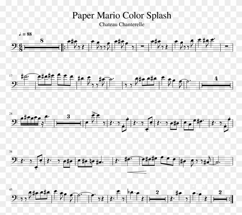 Paper Mario Color Splash Sheet Music 1 Of 1 Pages - Mine Bazzi Alto Saxophone Clipart