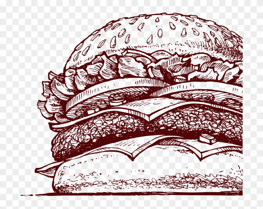 Hamburger-sombra - Best Hamburger Drawing Clipart #77138