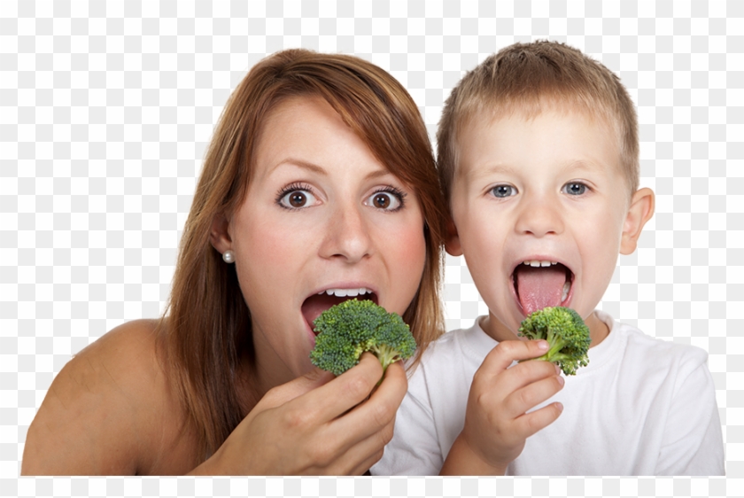 Picture Of Mother And Son Eating Broccoli Clipart #77163