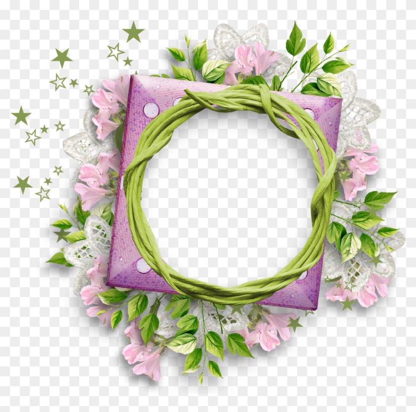 Purple Flower Clipart Round Flower Frame Round Flower - Png Download #78301