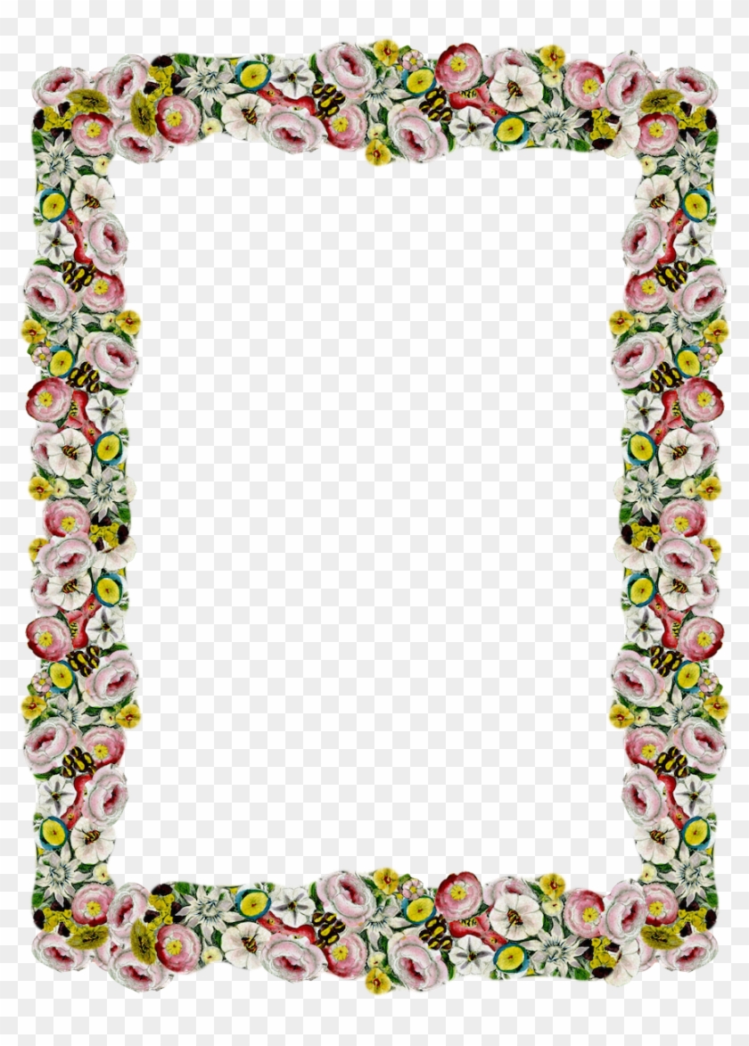 Digital Vintage Flower Frame And Border Pictures - Frame Flower Border Png Clipart #78615