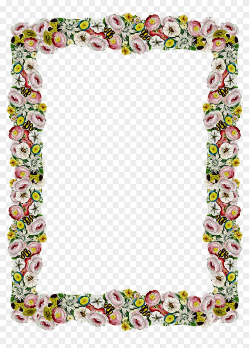 Digital Vintage Flower Frame And Border Pictures - Frame Flower Border Png Clipart