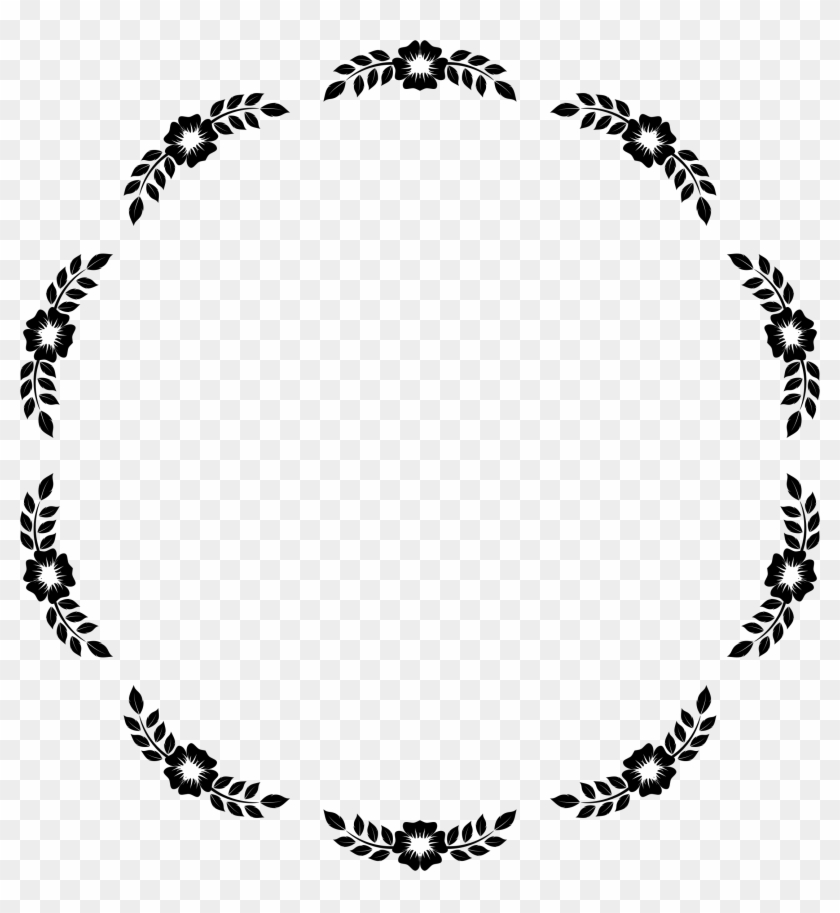 Big Image - Flower Circle Frame Png Black Clipart
