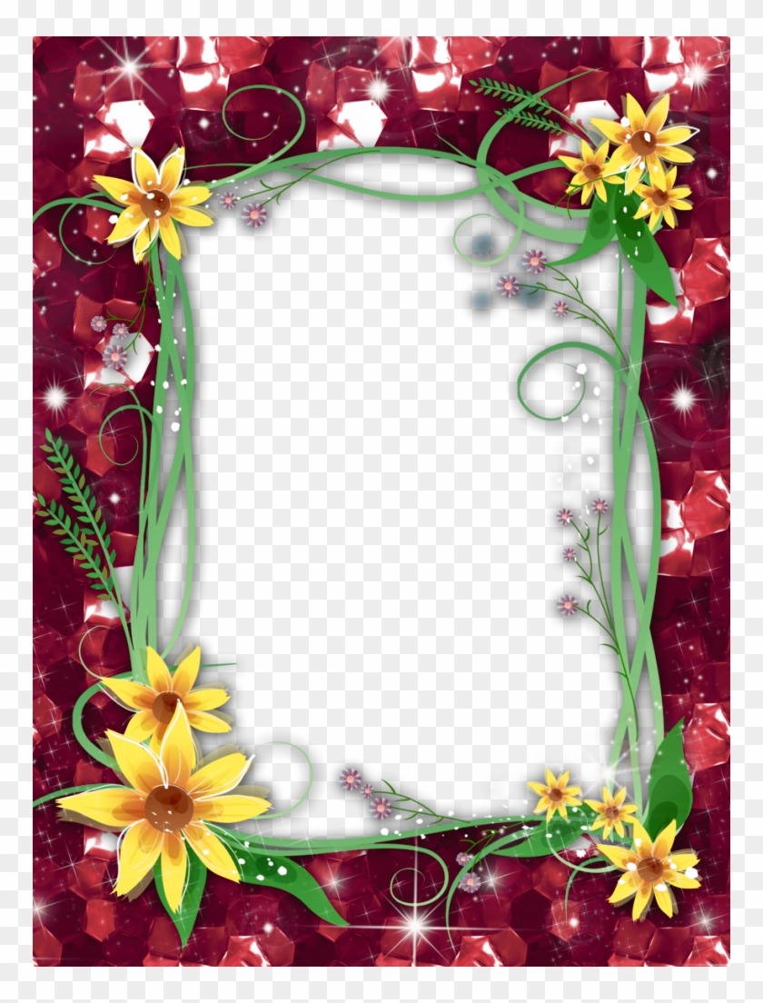 Red Flower Frame Png Transparent Image - Transparent Png Photo Frame Clipart