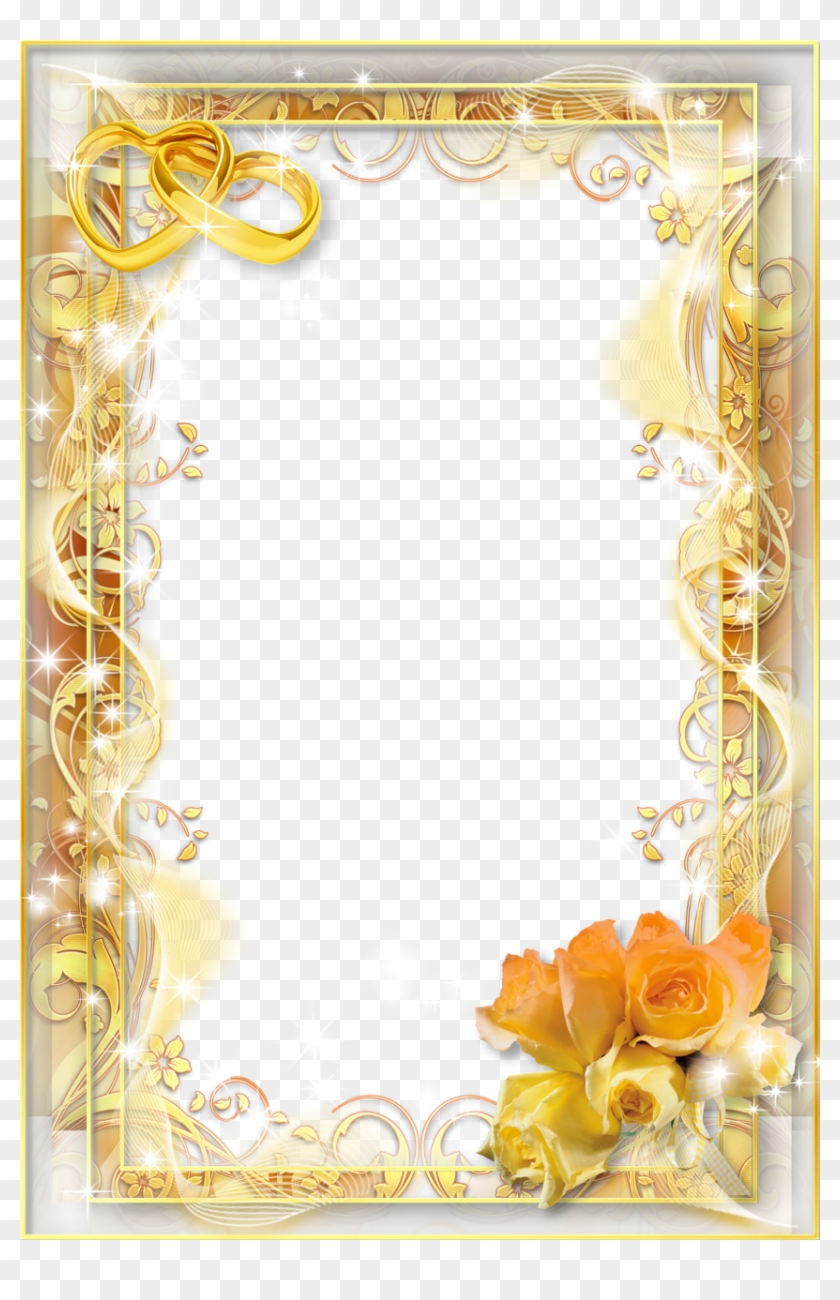 Download Gold Flower Frame Png Image For Designing - Wedding Photo Frame Png Clipart #79545