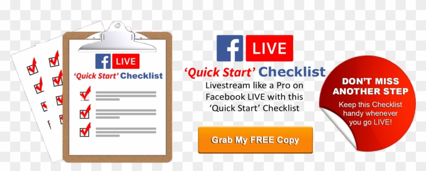 Fb Live Quickstart Checklist - Graphic Design Clipart #79637