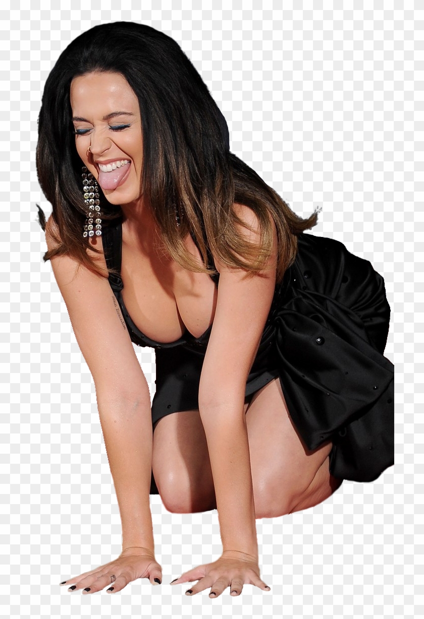 Katy Perry Kneeling With Her Tongue Out - Katy Perry Kneeling Clipart #700798