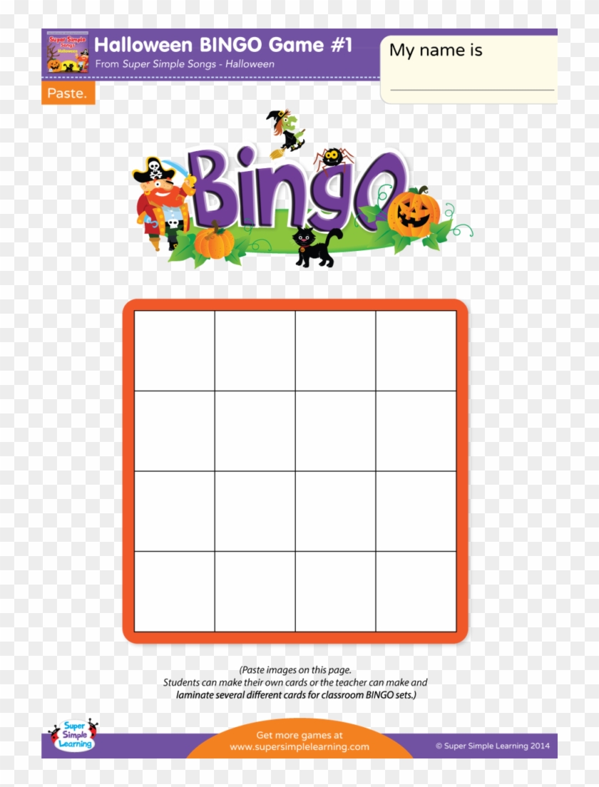 Halloween Bingo Game - Super Simple Songs Clipart