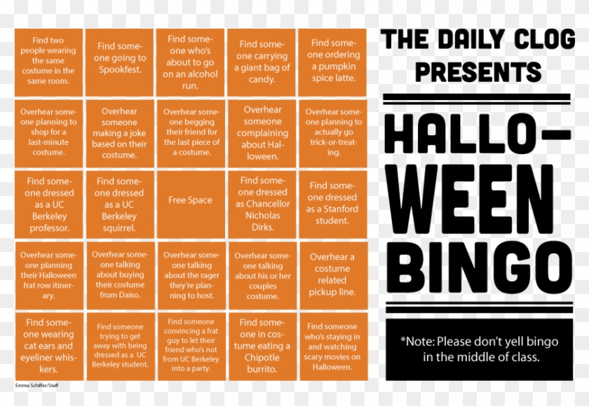 Uc Berkeley Bingo - Find Someone Who Halloween Bingo Clipart #703328