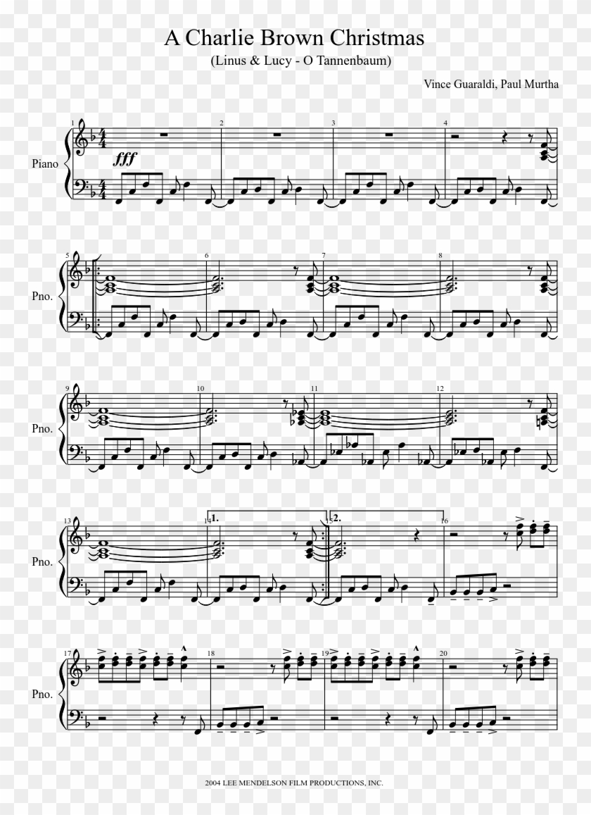 A Charlie Brown Christmas Sheet Music Composed By Vince - Vow To Thee My Country Sheet Music Clipart