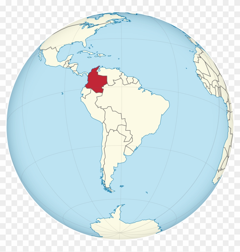 Colombia On The Globe - Colombia In South America Clipart