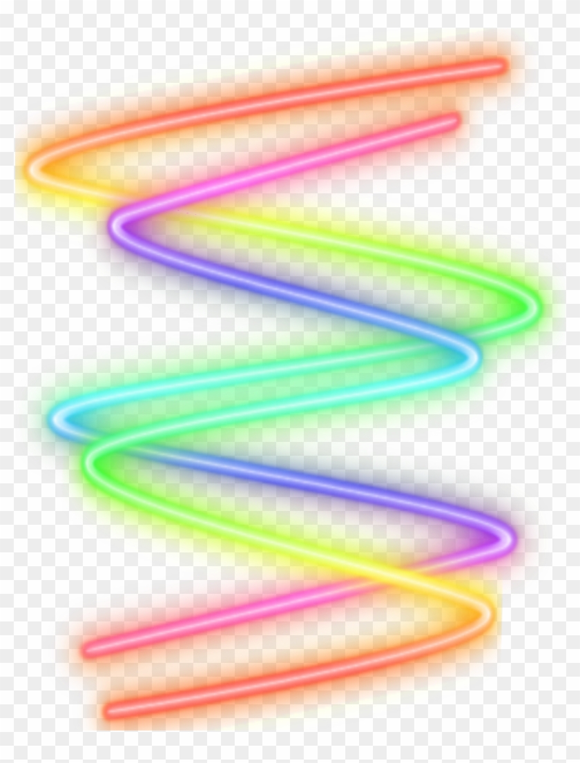 Neon Glow Glowing Zigzag Rainbow Freetoedit - Zig Zag Neon Png Clipart #705245