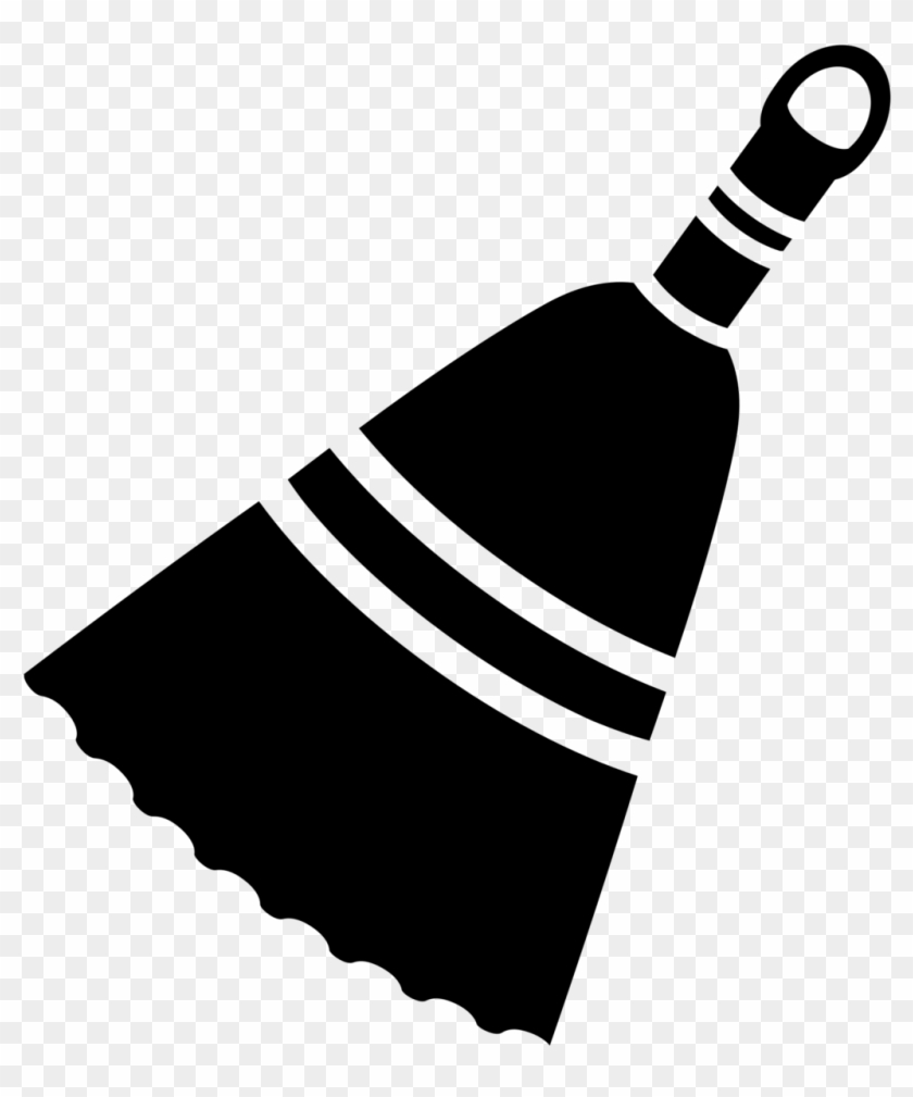Use A Broom To Clean The Driveway Or Sidewalk - Black And White Broom Icon Clipart
