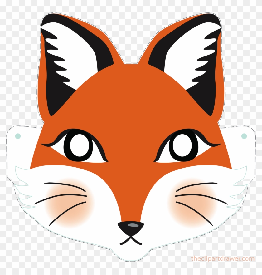 Download Png 340kb Transparent Background Download - Fox Face Mask Outline Clipart #707626