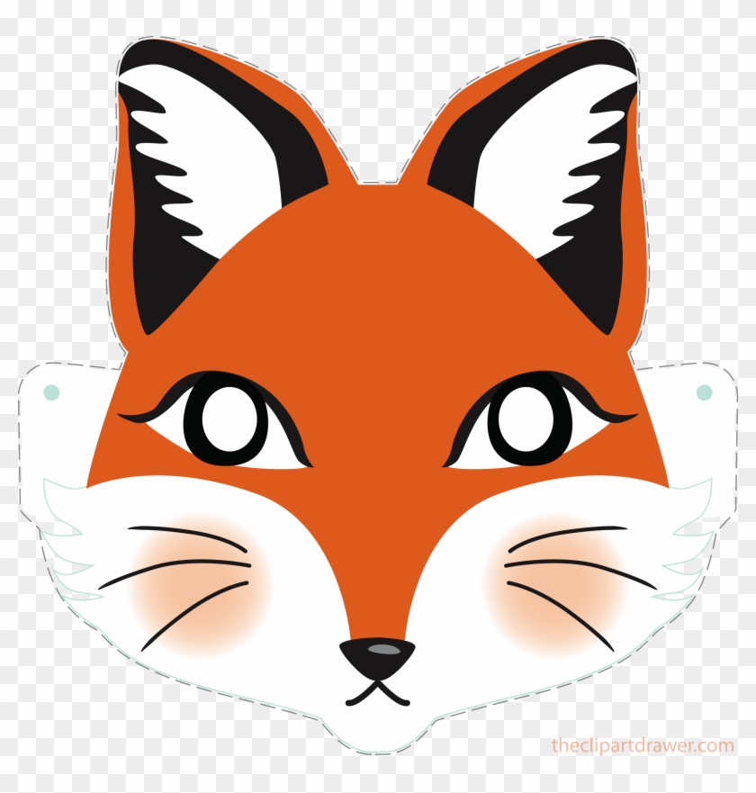Download Png 340kb Transparent Background Download - Fox Face Mask Outline Clipart