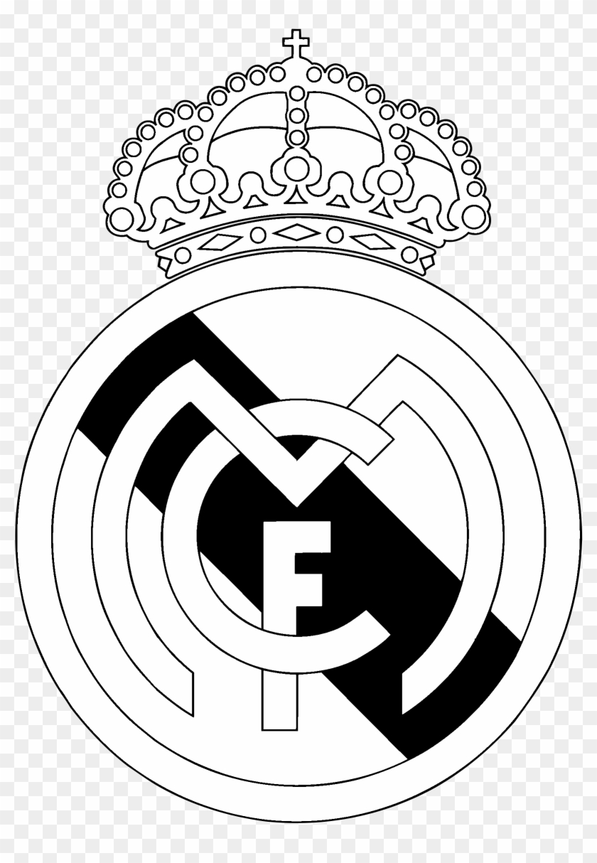 Real Madrid C F Logo Black And White - Real Madrid Black Logo Clipart