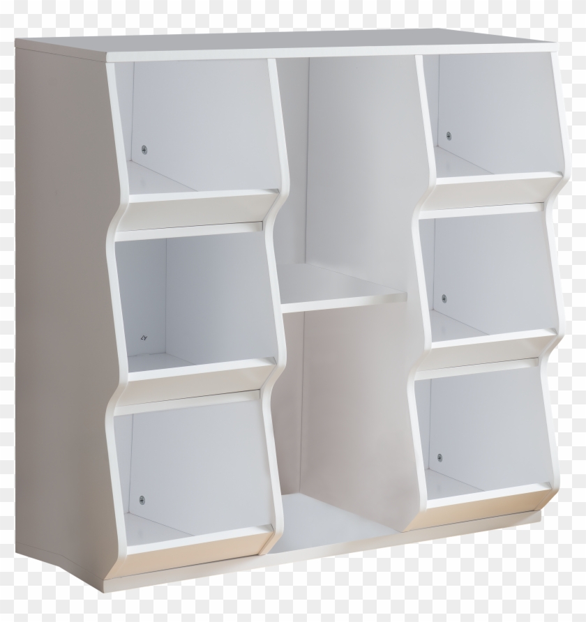 White Wood 8 Shelf Contemporary Kids Bookcase Storage Clipart