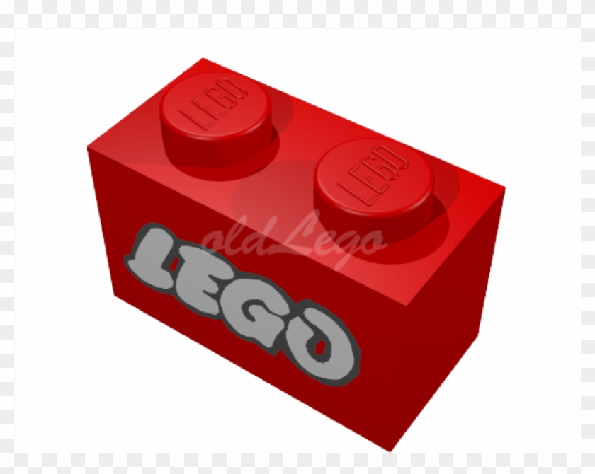 Brick 1 X 2 With White Old Style Lego Logo With Black - Black And White Clipart