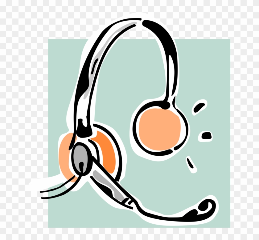 Vector Illustration Of Computer Communications Headset - Headphones Clipart