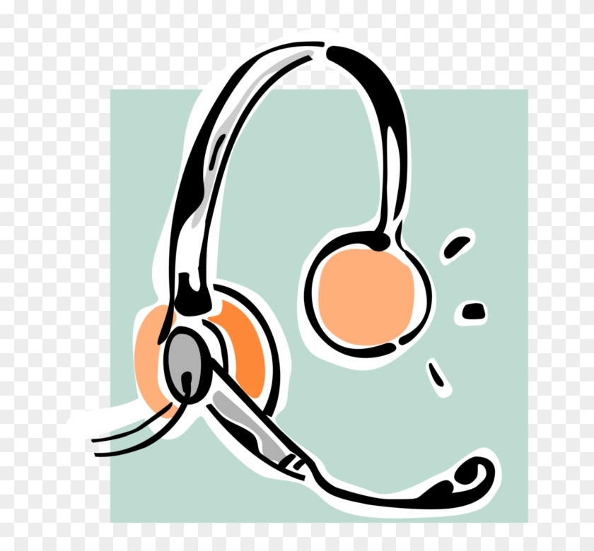Vector Illustration Of Computer Communications Headset - Headphones Clipart #710398