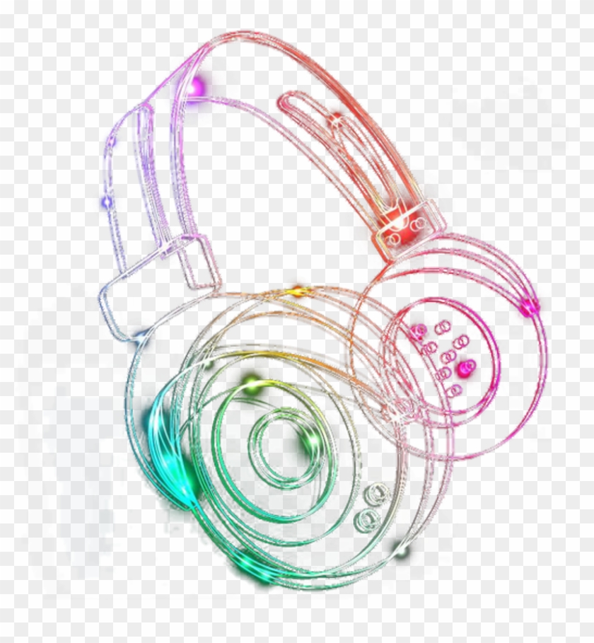 Music Vector Headset Dj Edm Headphone Disco Neon Lighti - Fones De Ouvido Coloridos Clipart #710992