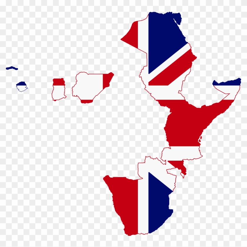 Flag Map Of British Africa - British Empire Flag Map Clipart