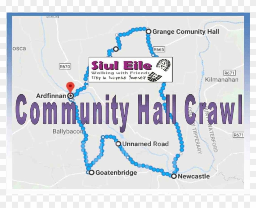 Community Hall Crawl 28km Walking Challenge - Map Clipart