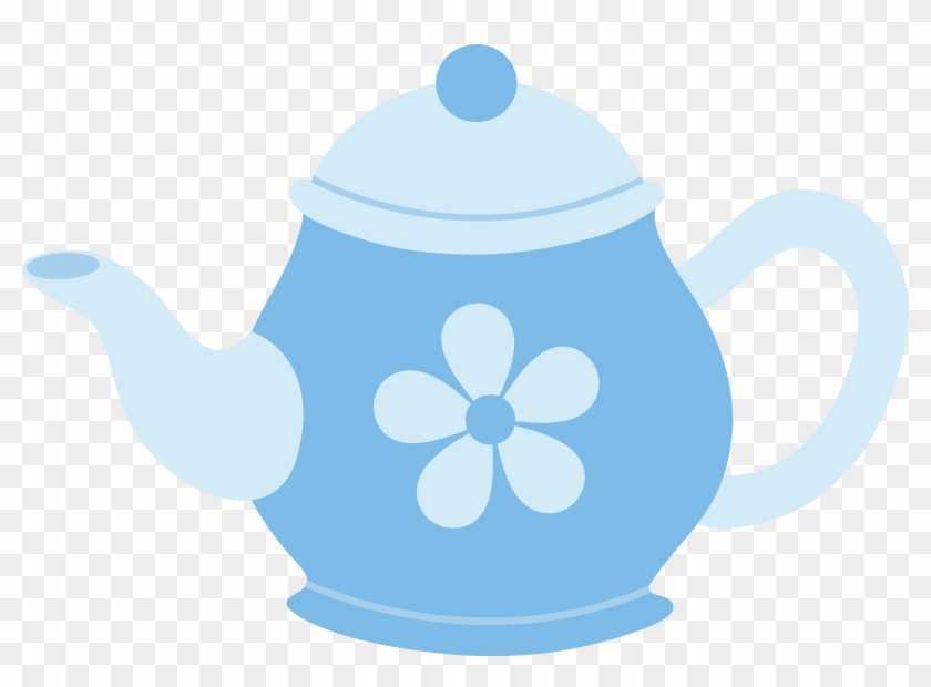 Blue Teapot With Flower - Alice In Wonderland Cartoon Teapot Clipart