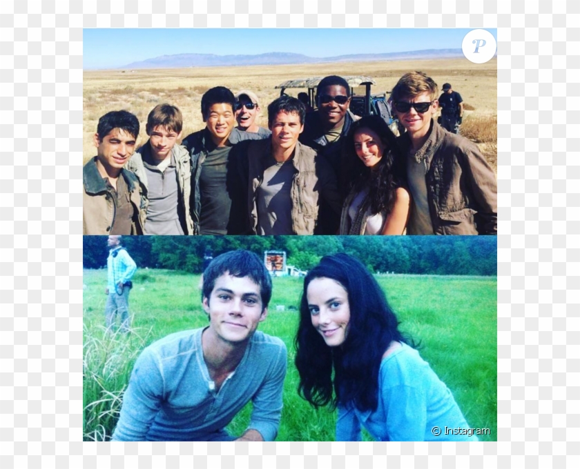 Dylan O'brien Avec Kaya Scodelario Et Leurs Partenaires - Cast The Scorch Trials Clipart #716668