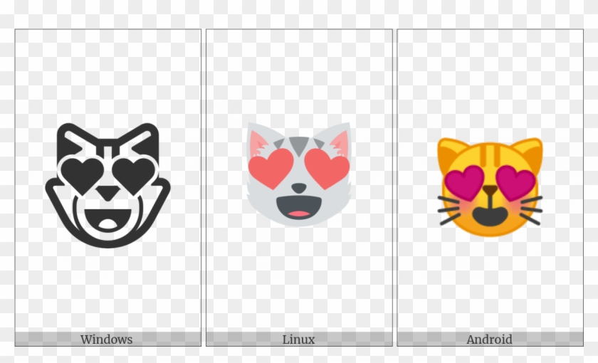 Smiling Cat Face With Heart-shaped Eyes On Various - Cartoon Clipart